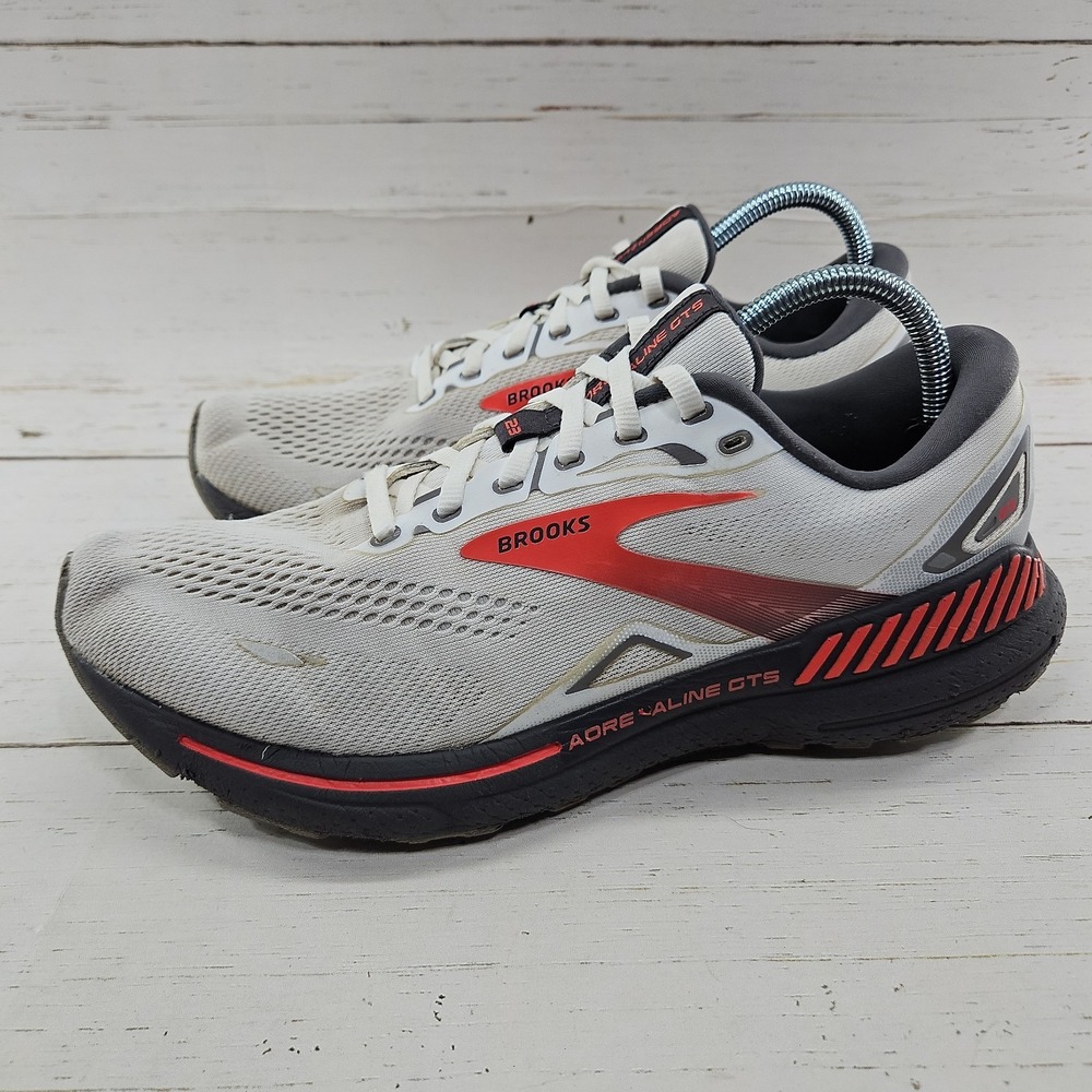 Brooks Adrenaline GTS 23 Mens 11 White Gray Red‎ Running Shoes 1103911D193